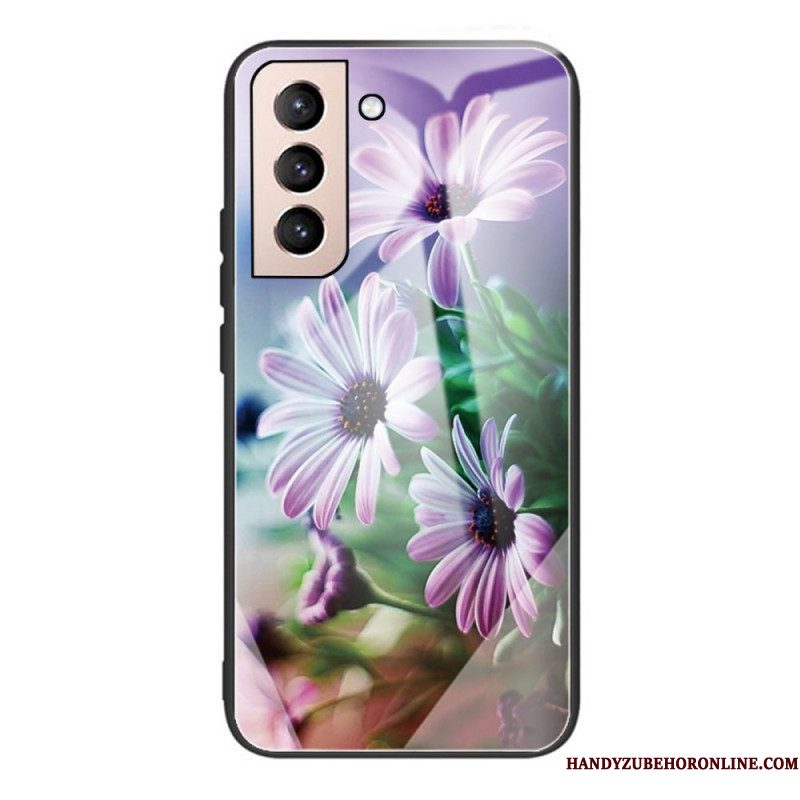 Telefoonhoesje voor Samsung Galaxy S22 Plus 5G Gehard Glas Realistische Bloemen