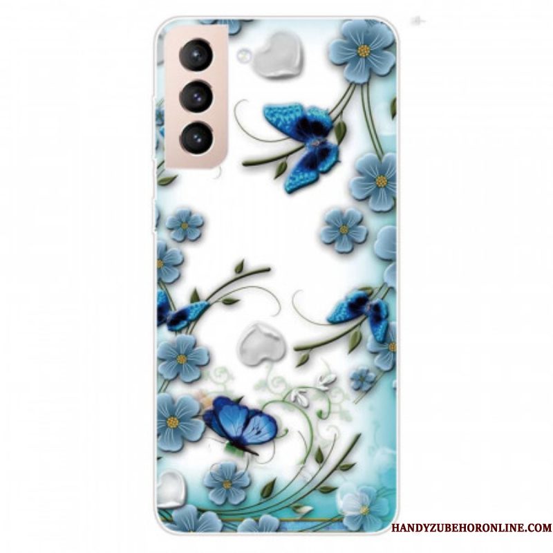 Telefoonhoesje voor Samsung Galaxy S22 Plus 5G Retro Vlinders En Bloemen