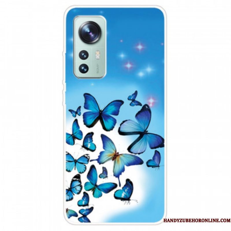 Telefoonhoesje voor Xiaomi 12 / 12X Siliconen Blauwe Vlinders