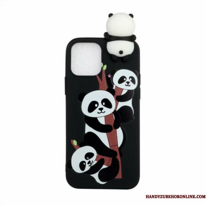 Telefoonhoesje voor iPhone 13 Pro 3d Panda's Op Bamboe