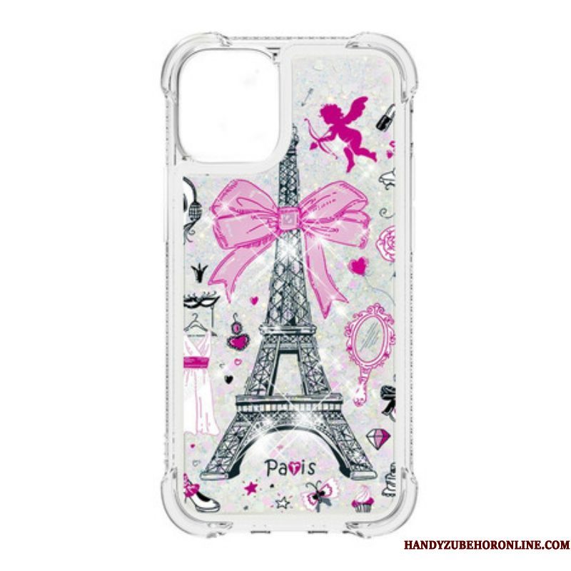 Telefoonhoesje voor iPhone 13 Pro Max Pailletten Van De Eiffeltoren