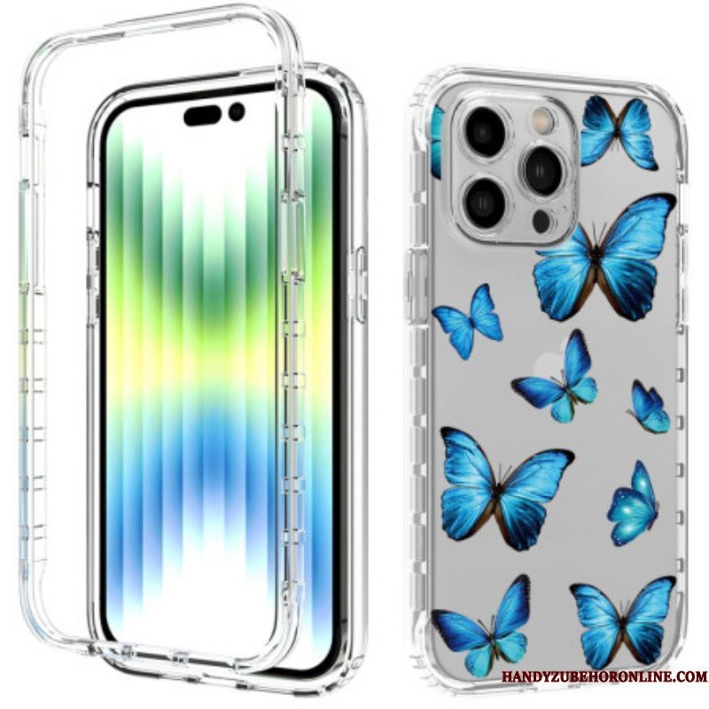 Telefoonhoesje voor iPhone 14 Pro Max Verbeterde Blauwe Vlinders