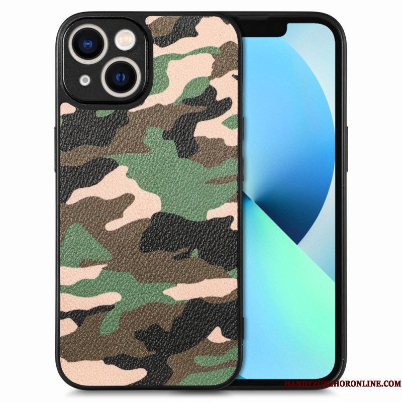 Telefoonhoesje voor iPhone 15 Kunstleer Camouflage