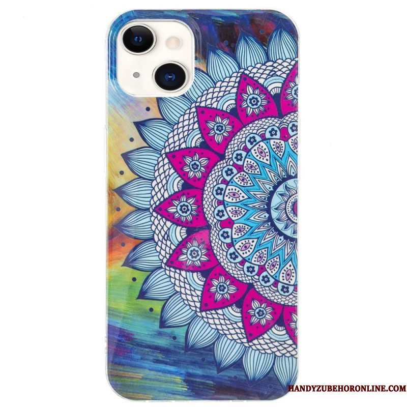 Telefoonhoesje voor iPhone 15 Plus Fluorescerende Mandala