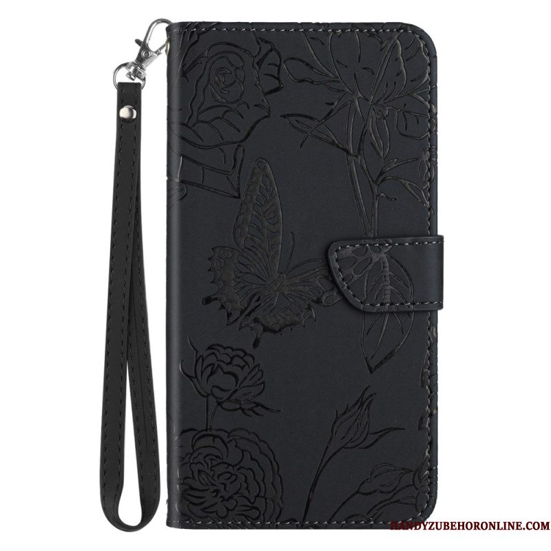 Bescherming Hoesje Samsung Galaxy S25 5g Edge Vlinderprint Met Bandje