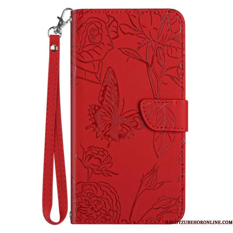 Bescherming Hoesje Samsung Galaxy S25 5g Edge Vlinderprint Met Bandje