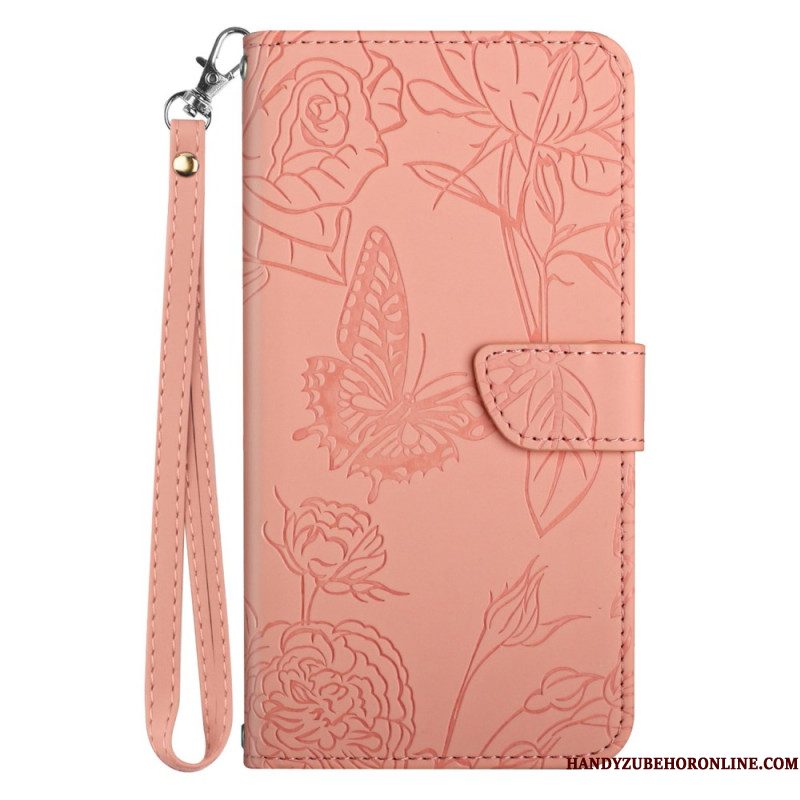 Bescherming Hoesje Samsung Galaxy S25 5g Edge Vlinderprint Met Bandje