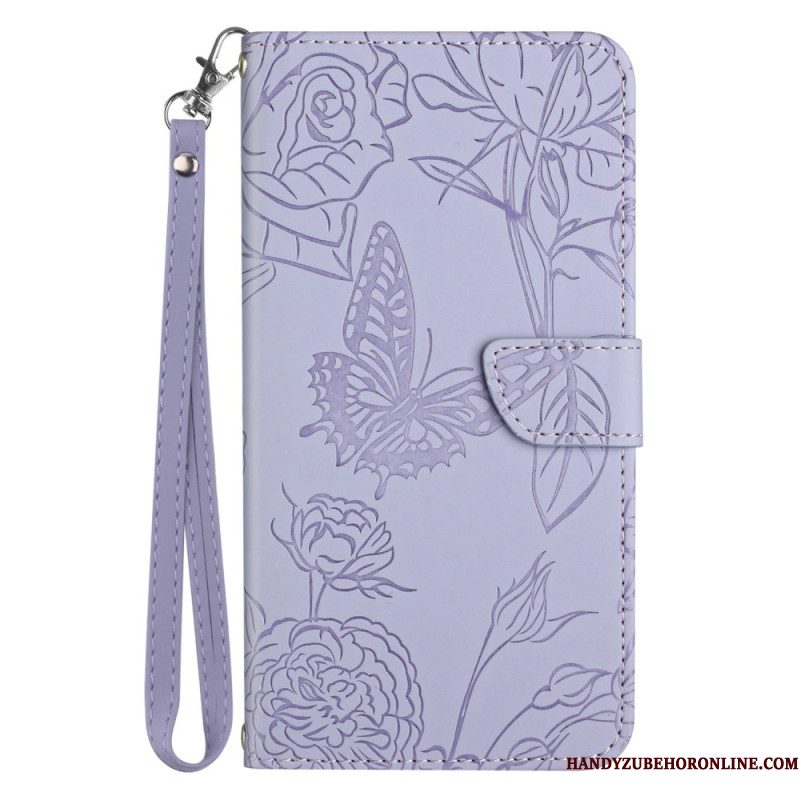 Bescherming Hoesje Samsung Galaxy S25 5g Edge Vlinderprint Met Bandje