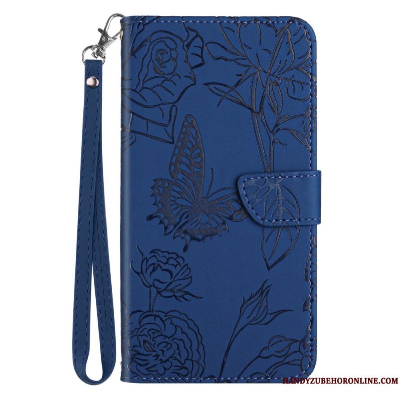 Bescherming Hoesje Samsung Galaxy S25 5g Edge Vlinderprint Met Bandje