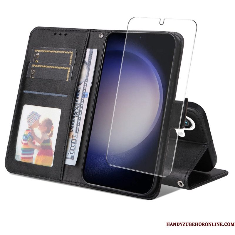 Bescherming Hoesje Samsung Galaxy S25 5g Enkay Screenprotector Van Imitatieleer Met Gehard Glas