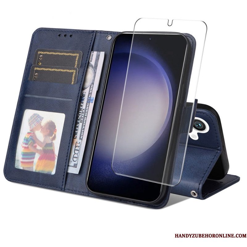 Bescherming Hoesje Samsung Galaxy S25 5g Enkay Screenprotector Van Imitatieleer Met Gehard Glas