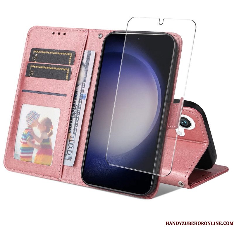 Bescherming Hoesje Samsung Galaxy S25 5g Enkay Screenprotector Van Imitatieleer Met Gehard Glas