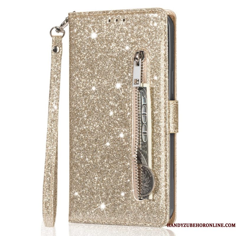 Bescherming Hoesje Samsung Galaxy S25 5g Muntportemonnee Met Pailletten