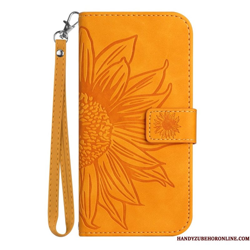 Bescherming Hoesje Samsung Galaxy S25 Plus 5g Zonnebloemprint Met Bandje