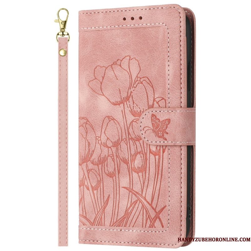 Bescherming Hoesje Samsung Galaxy S25 Ultra 5g Bloemenprint Met Leerlook
