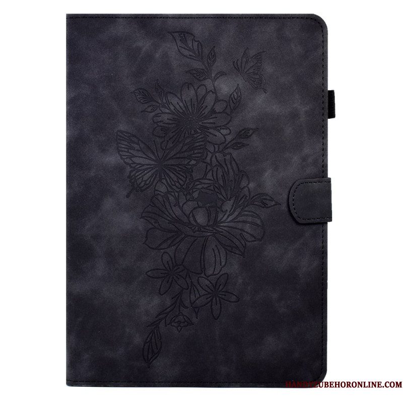 Bescherming Hoesje Samsung Galaxy Tab S11 Suède Bloem- En Vlindereffect