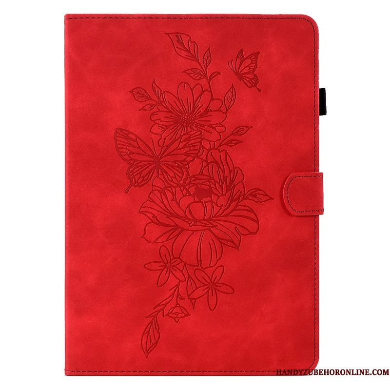 Bescherming Hoesje Samsung Galaxy Tab S11 Suède Bloem- En Vlindereffect