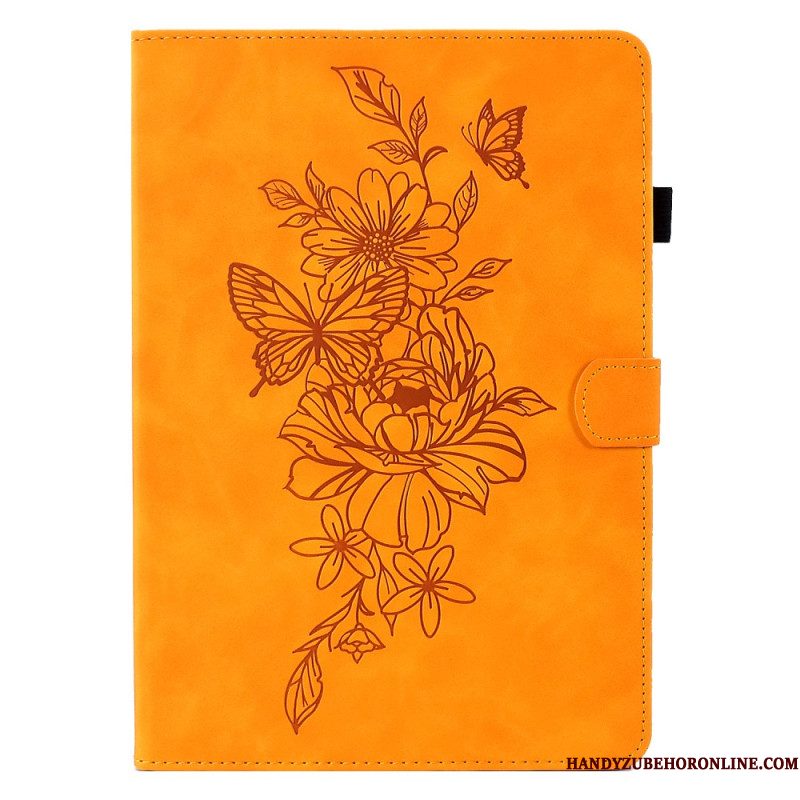 Bescherming Hoesje Samsung Galaxy Tab S11 Suède Bloem- En Vlindereffect