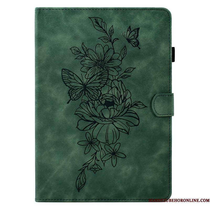 Bescherming Hoesje Samsung Galaxy Tab S11 Suède Bloem- En Vlindereffect
