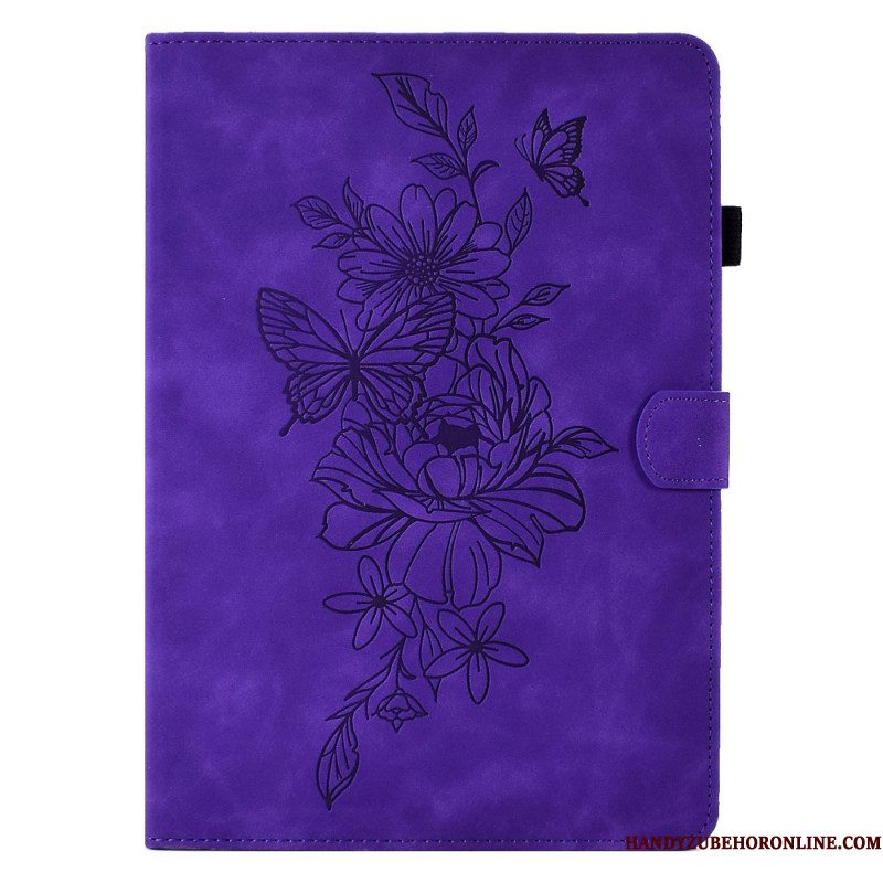 Bescherming Hoesje Samsung Galaxy Tab S11 Suède Bloem- En Vlindereffect