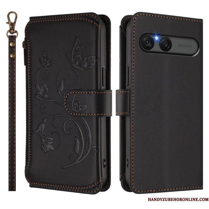 Bescherming Hoesje Sony Xperia 10 Vii Rfid-portemonnee Met Bloemenprint