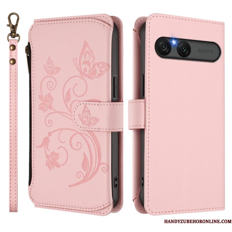 Bescherming Hoesje Sony Xperia 10 Vii Rfid-portemonnee Met Bloemenprint