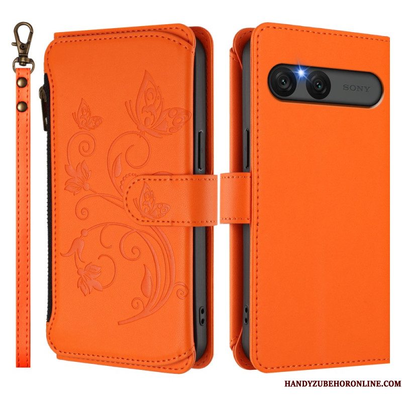 Bescherming Hoesje Sony Xperia 10 Vii Rfid-portemonnee Met Bloemenprint
