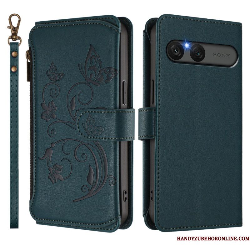 Bescherming Hoesje Sony Xperia 10 Vii Rfid-portemonnee Met Bloemenprint