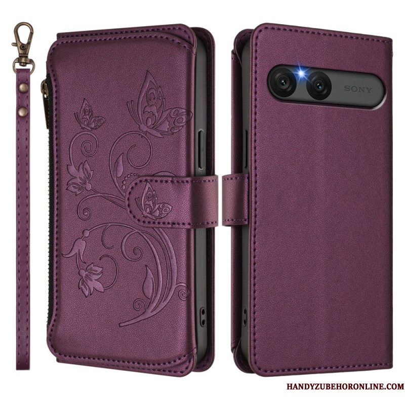 Bescherming Hoesje Sony Xperia 10 Vii Rfid-portemonnee Met Bloemenprint