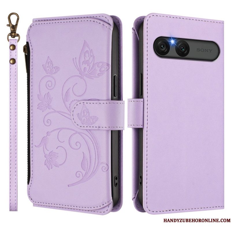 Bescherming Hoesje Sony Xperia 10 Vii Rfid-portemonnee Met Bloemenprint
