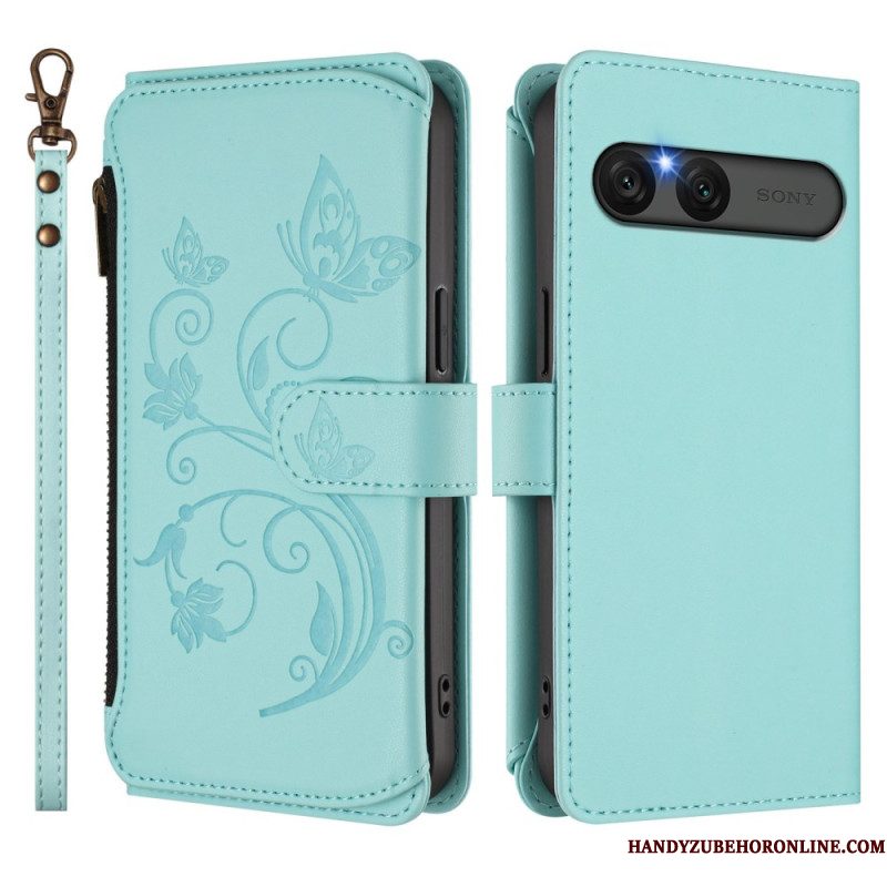 Bescherming Hoesje Sony Xperia 10 Vii Rfid-portemonnee Met Bloemenprint