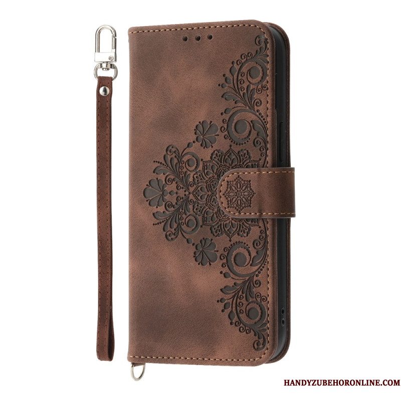 Bescherming Hoesje Xiaomi 15 Ultra Bloemenpatroon Met Bandje En Schouderband