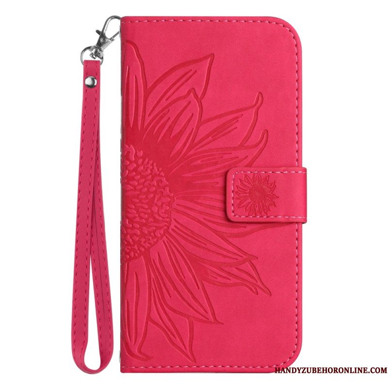 Bescherming Hoesje Xiaomi Redmi Note 14 5g Zonnebloemprint Met Bandje