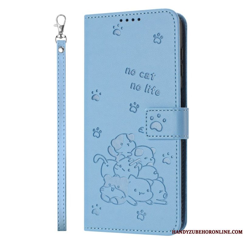 Bescherming Hoesje Xiaomi Redmi Note 14 Pro 5g Kattenscène Met Bandje
