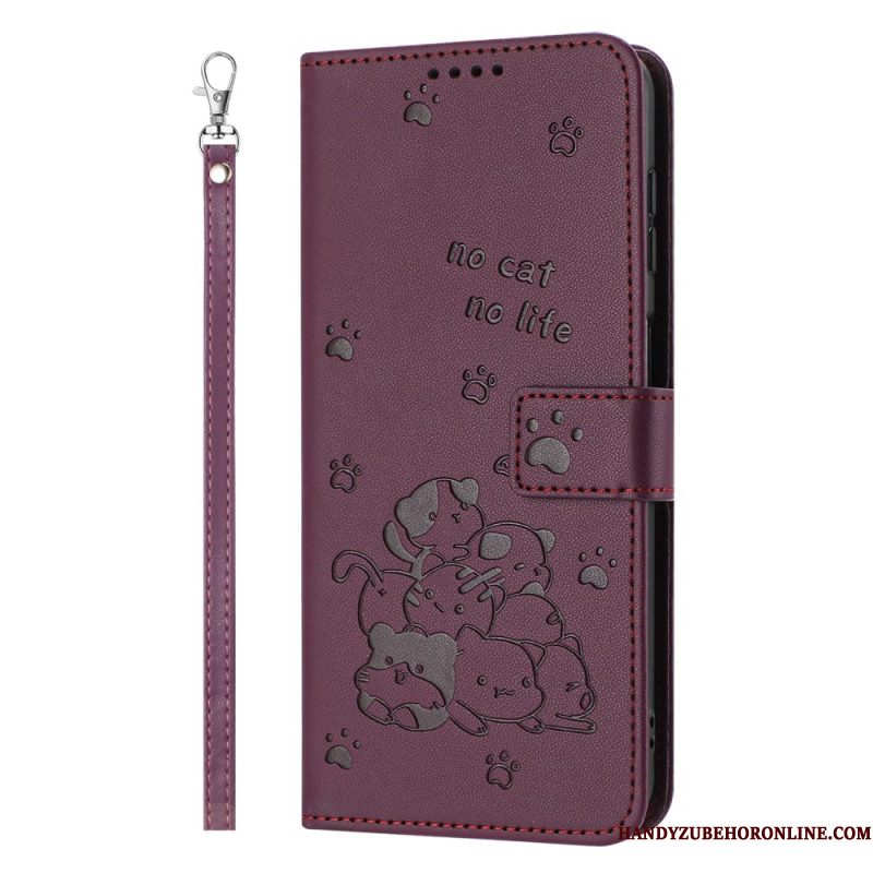 Bescherming Hoesje Xiaomi Redmi Note 14 Pro 5g Kattenscène Met Bandje