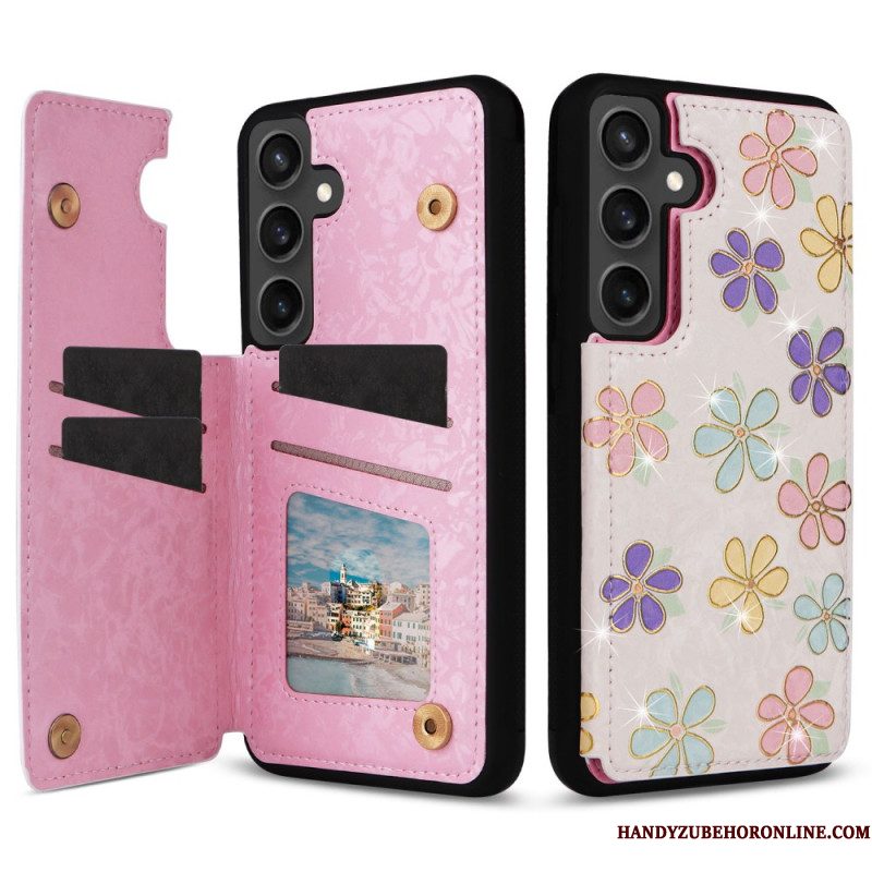 Case Hoesje Samsung Galaxy S25 Fe Telefoonhoesje Kaarthouder Met Bloemenmotief