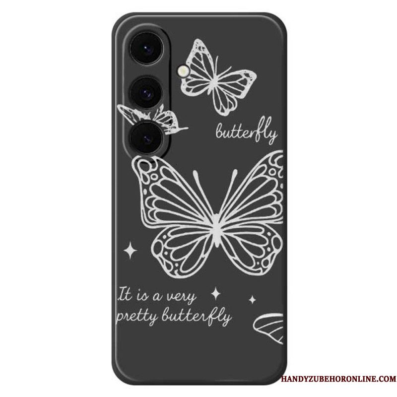Case Hoesje Samsung Galaxy S25 Fe Telefoonhoesje Siliconen Met Witte Vlinder