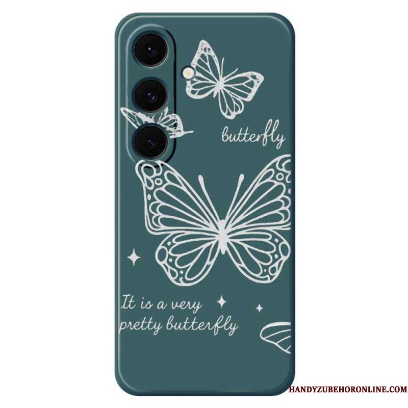 Case Hoesje Samsung Galaxy S25 Fe Telefoonhoesje Siliconen Met Witte Vlinder