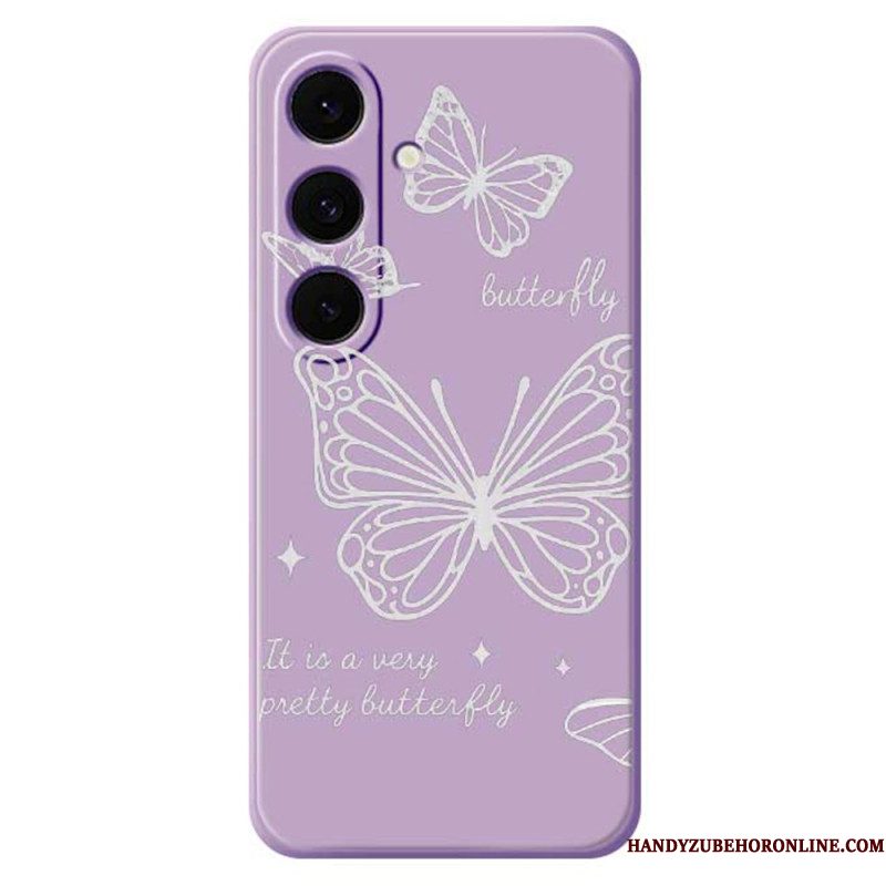 Case Hoesje Samsung Galaxy S25 Fe Telefoonhoesje Siliconen Met Witte Vlinder