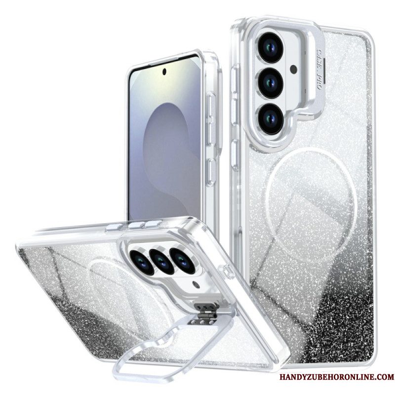 Case Hoesje Samsung Galaxy S26 Telefoonhoesje Magnetisch Met Glittergradiënt En Opvouwbare Standaard