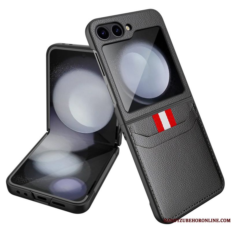 Case Hoesje Samsung Galaxy Z Flip 7 Fe Telefoonhoesje Kaarthouder Met Lychee-textuur
