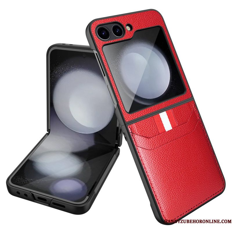 Case Hoesje Samsung Galaxy Z Flip 7 Fe Telefoonhoesje Kaarthouder Met Lychee-textuur