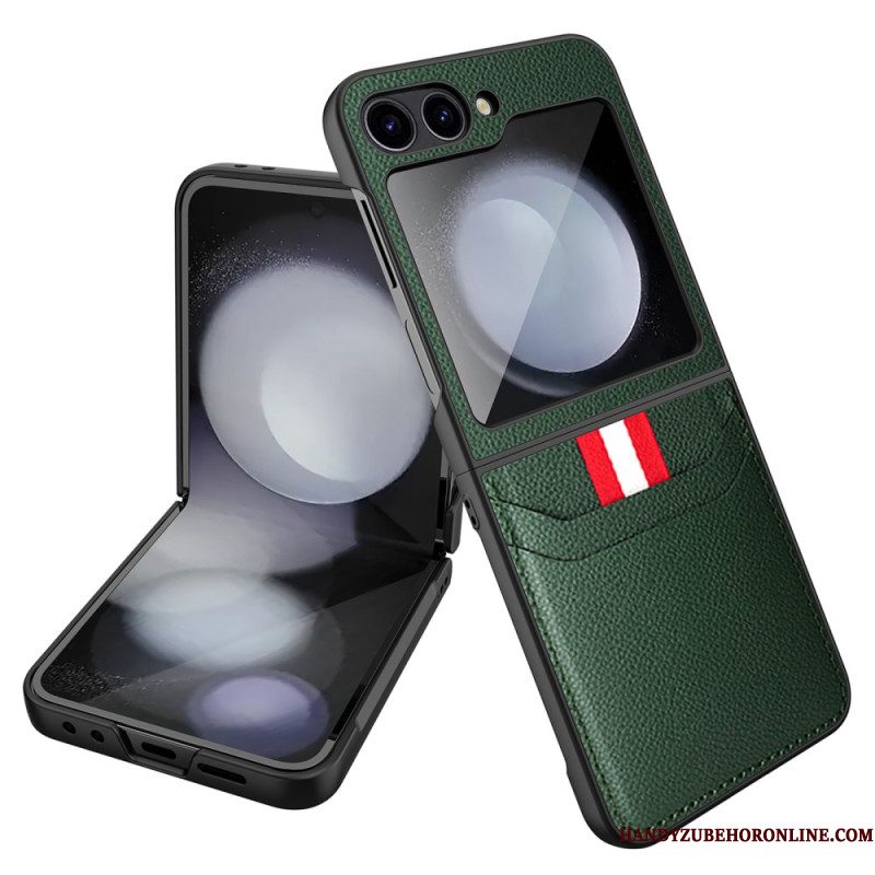 Case Hoesje Samsung Galaxy Z Flip 7 Fe Telefoonhoesje Kaarthouder Met Lychee-textuur