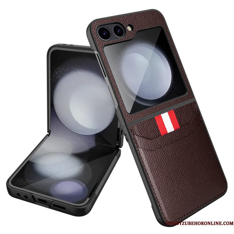 Case Hoesje Samsung Galaxy Z Flip 7 Fe Telefoonhoesje Kaarthouder Met Lychee-textuur