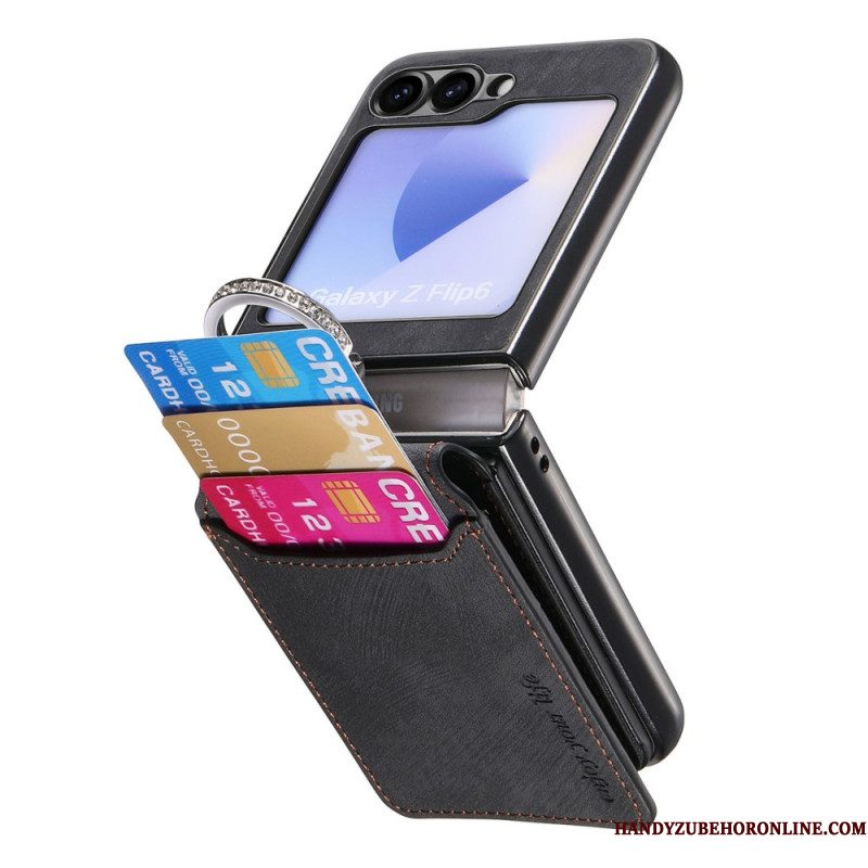 Case Hoesje Samsung Galaxy Z Flip 7 Fe Telefoonhoesje Suède-effect Met Kaarthouder