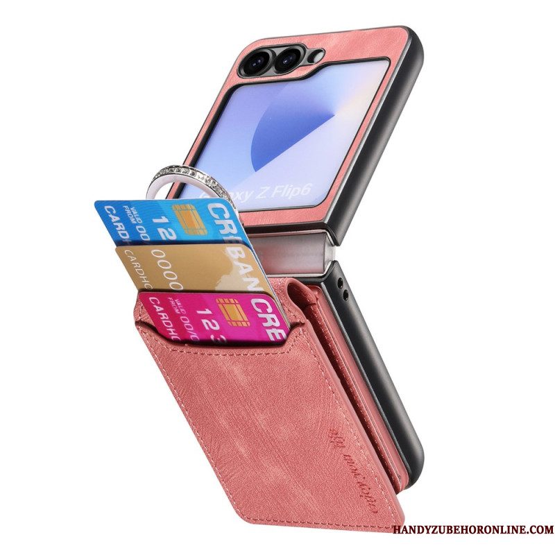 Case Hoesje Samsung Galaxy Z Flip 7 Fe Telefoonhoesje Suède-effect Met Kaarthouder