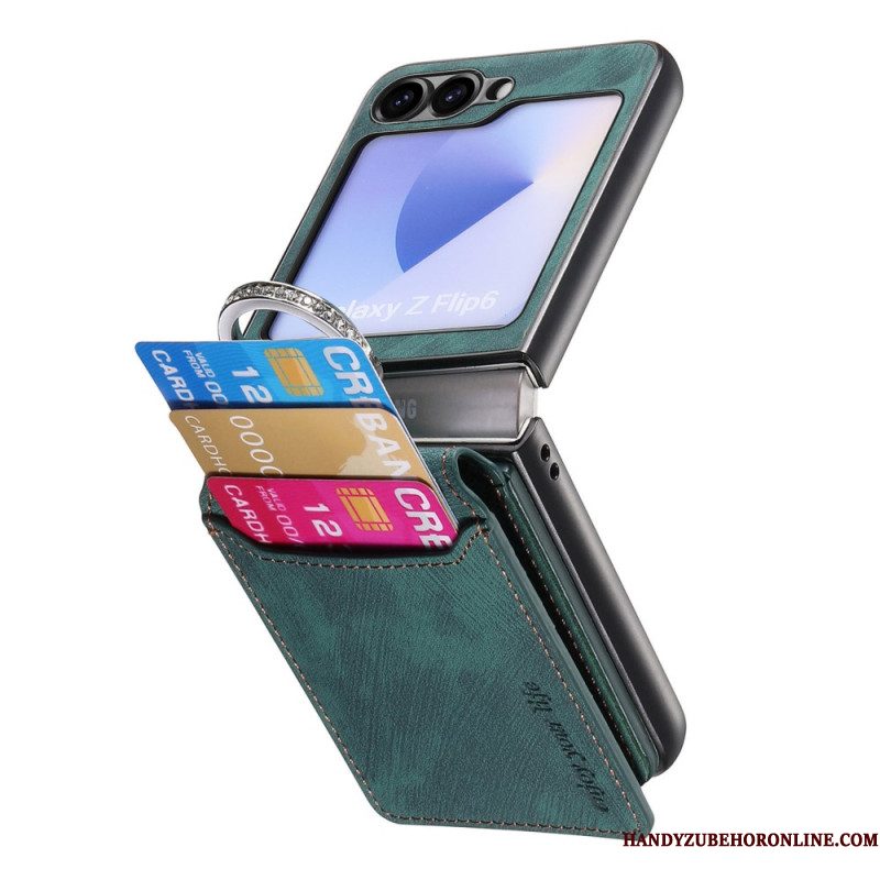 Case Hoesje Samsung Galaxy Z Flip 7 Fe Telefoonhoesje Suède-effect Met Kaarthouder