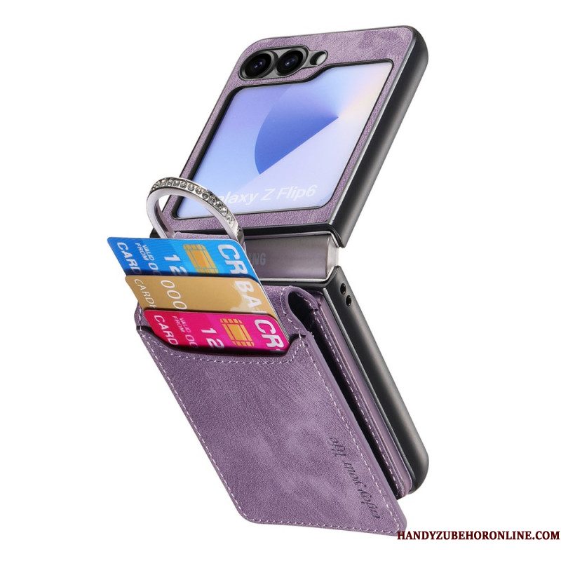 Case Hoesje Samsung Galaxy Z Flip 7 Fe Telefoonhoesje Suède-effect Met Kaarthouder