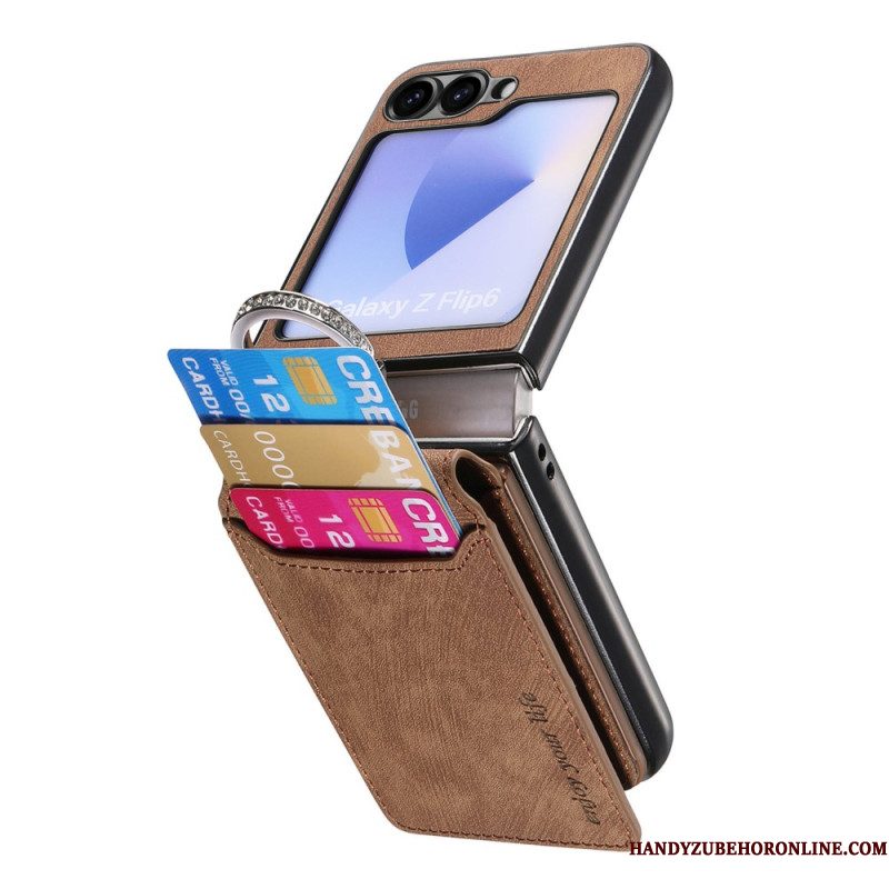 Case Hoesje Samsung Galaxy Z Flip 7 Fe Telefoonhoesje Suède-effect Met Kaarthouder