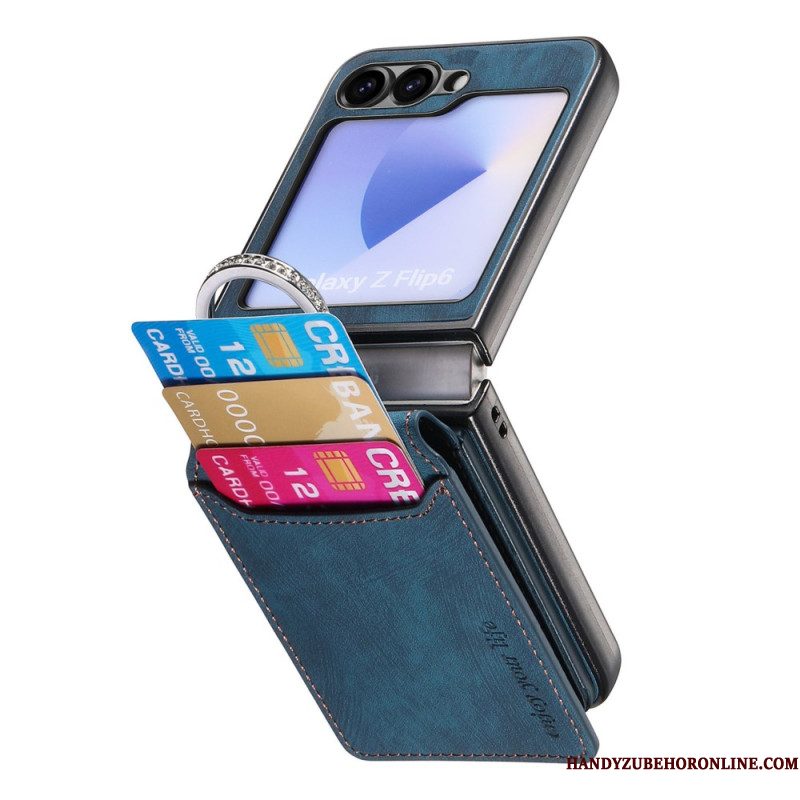 Case Hoesje Samsung Galaxy Z Flip 7 Fe Telefoonhoesje Suède-effect Met Kaarthouder
